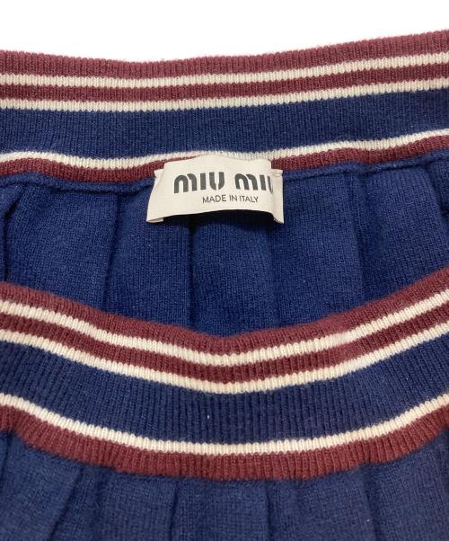 MIU MIU（ミュウミュウ）MIU MIU (ミュウミュウ) カシミヤウールプリーツミニスカート ネイビー サイズ:SIZE 40の古着・服飾アイテム