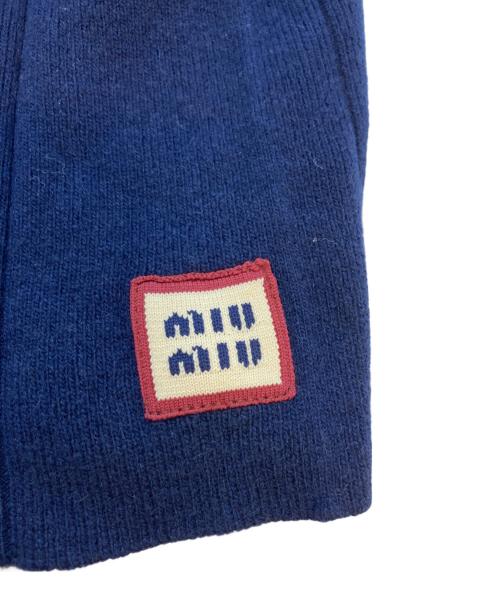 MIU MIU（ミュウミュウ）MIU MIU (ミュウミュウ) カシミヤウールプリーツミニスカート ネイビー サイズ:SIZE 40の古着・服飾アイテム