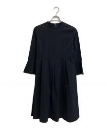BALLSEY（ボールジィ）の古着「ストレッチタフタ ボックスタックワンピース」｜ネイビー