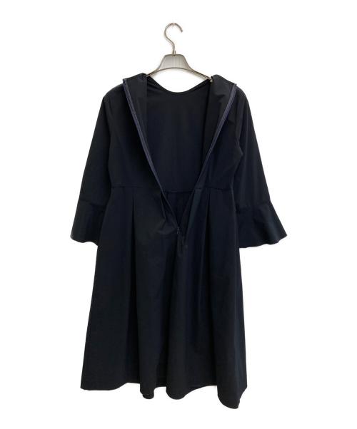BALLSEY（ボールジィ）BALLSEY (ボールジィ) ストレッチタフタ ボックスタックワンピース ネイビー サイズ:SIZE 34の古着・服飾アイテム