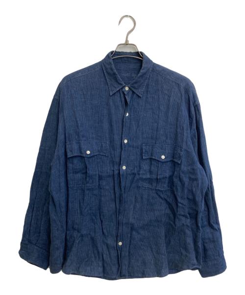 Porter Classic（ポータークラシック）Porter Classic (ポータークラシック) Roll Up Linen Stripe Shirt ネイビー サイズ:SIZE Lの古着・服飾アイテム