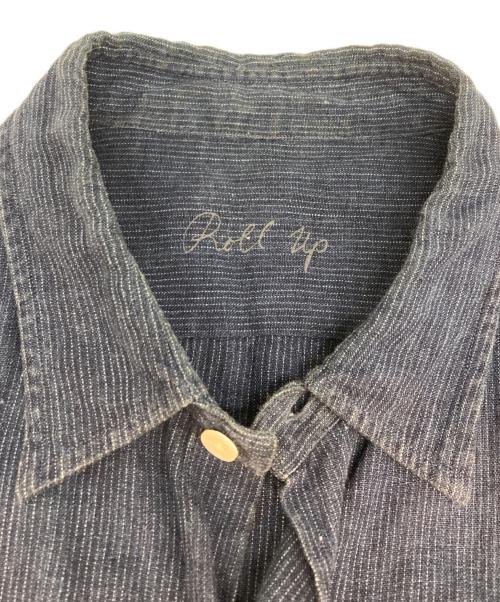 Porter Classic（ポータークラシック）Porter Classic (ポータークラシック) Roll Up Linen Stripe Shirt ネイビー サイズ:SIZE Lの古着・服飾アイテム