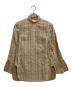 Mame Kurogouchi（マメクロゴウチ）の古着「Ribbon Stripe High Neck Top」｜ベージュ×ホワイト