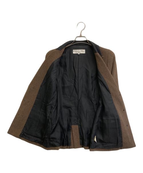 Christian Dior Sports（クリスチャン ディオールスポーツ）Christian Dior Sports (クリスチャン ディオールスポーツ) ウールヘリンボーンテーラードジャケット ブラウン×ブラック サイズ:SIZE Mの古着・服飾アイテム