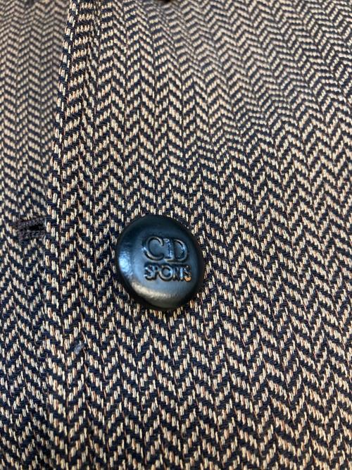 Christian Dior Sports（クリスチャン ディオールスポーツ）Christian Dior Sports (クリスチャン ディオールスポーツ) ウールヘリンボーンテーラードジャケット ブラウン×ブラック サイズ:SIZE Mの古着・服飾アイテム
