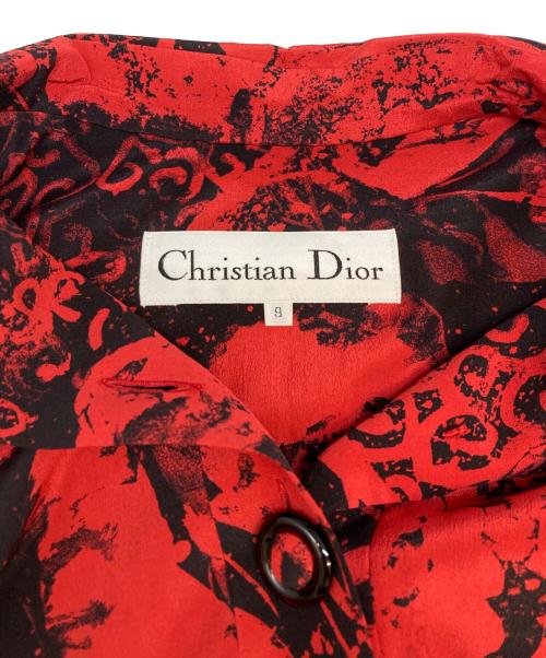 Christian Dior（クリスチャン ディオール）Christian Dior (クリスチャン ディオール) 総柄シルクワンピース レッド×ブラック サイズ:SIZE 9の古着・服飾アイテム