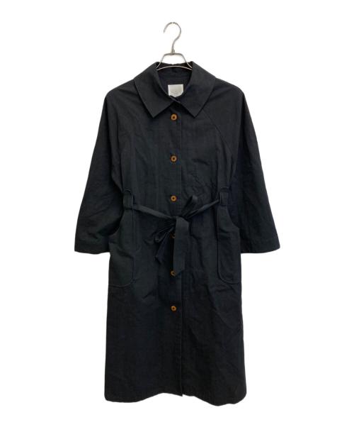 magali（マガリ）magali (マガリ) コットンリネンウェザー トレンチコート ブラック サイズ:SIZE Freeの古着・服飾アイテム