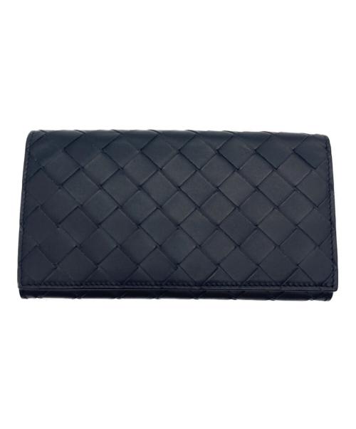 BOTTEGA VENETA（ボッテガベネタ）BOTTEGA VENETA (ボッテガベネタ) マキシイントレチャート フラップロングウォレット ネイビー×イエローの古着・服飾アイテム