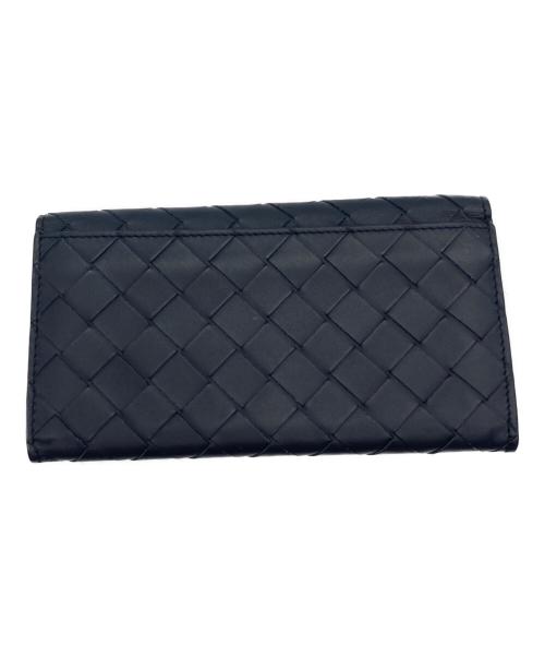 BOTTEGA VENETA（ボッテガベネタ）BOTTEGA VENETA (ボッテガベネタ) マキシイントレチャート フラップロングウォレット ネイビー×イエローの古着・服飾アイテム