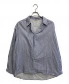 AURALEEオーラリー）の古着「GIZA LIGHT WEIGHT DOUBLE-CLOTH P/O SHIRTS」｜ブルー×ホワイト