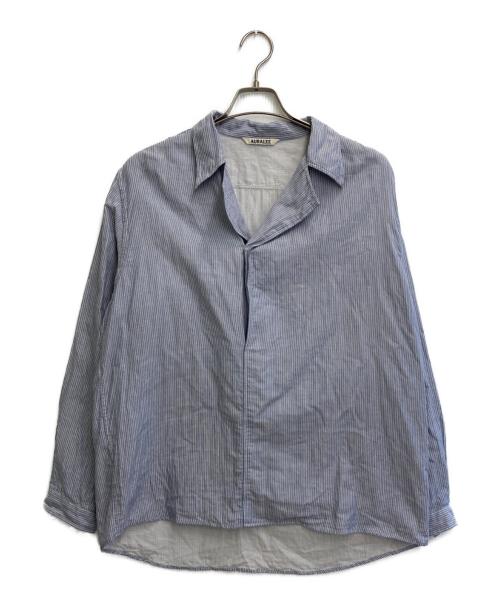 AURALEE（オーラリー）AURALEE (オーラリー) GIZA LIGHT WEIGHT DOUBLE-CLOTH P/O SHIRTS ブルー×ホワイト サイズ:SIZE 3の古着・服飾アイテム