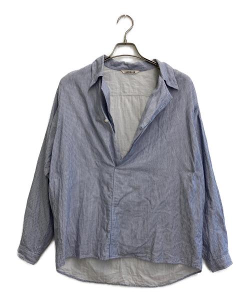 AURALEE（オーラリー）AURALEE (オーラリー) GIZA LIGHT WEIGHT DOUBLE-CLOTH P/O SHIRTS ブルー×ホワイト サイズ:SIZE 3の古着・服飾アイテム