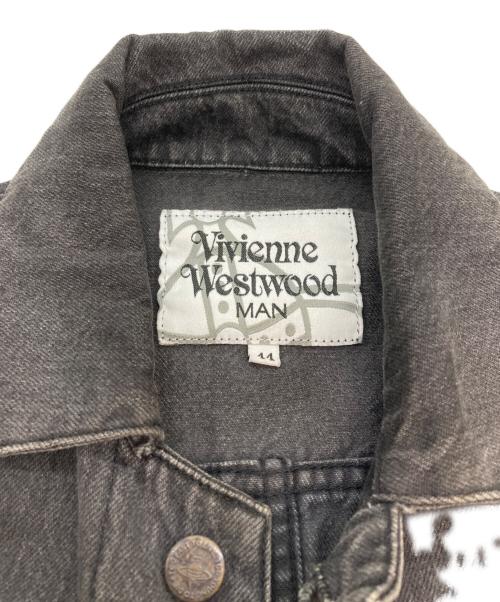Vivienne Westwood man（ヴィヴィアン ウェストウッド マン）Vivienne Westwood man (ヴィヴィアン ウェストウッド マン) バックペイントデニムジャケット グレー サイズ:SIZE 44の古着・服飾アイテム
