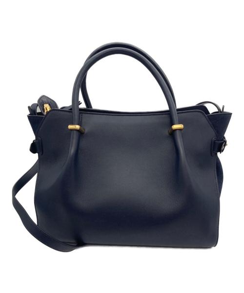 NINA RICCI（ニナリッチ）NINA RICCI (ニナリッチ) マルシェ 2WAYレザーバッグ ネイビーの古着・服飾アイテム