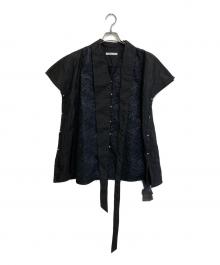 AOIWANAKA（アオイワナカ）の古着「ジャガードノースリーブブラウス」｜ブラック