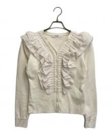 HER LIP TO（ハーリップトゥ）の古着「Ruffle Pleated Knit Cardigan」｜アイボリー