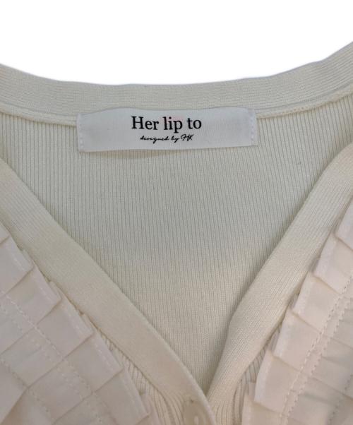HER LIP TO（ハーリップトゥ）Her lip to (ハーリップトゥ) Ruffle Pleated Knit Cardigan アイボリー サイズ:SIZE Mの古着・服飾アイテム