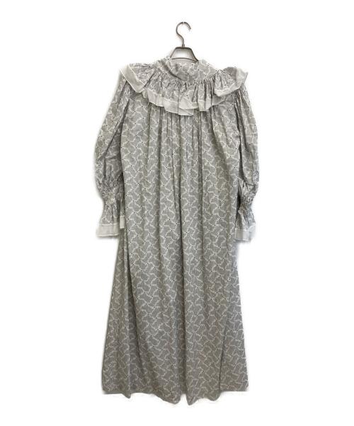 LULU vintage（ルル ヴィンテージ）lulu vintage (ルル ヴィンテージ) レースラッフルドレス グレー サイズ:SIZE Freeの古着・服飾アイテム