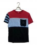 Berlutiベルルッティ）の古着「パネルボーダーポケットTシャツ」｜レッド×ブラック