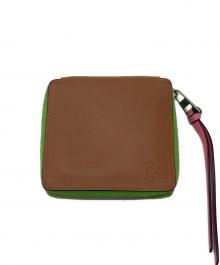 LOEWE（ロエベ）の古着「ラウンドファスナー2つ折り財布」｜ブラウン×グリーン