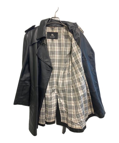 BURBERRY BLACK LABEL（バーバリーブラックレーベル）BURBERRY BLACK LABEL (バーバリーブラックレーベル) ラムレザートレンチコート ブラック サイズ:Mの古着・服飾アイテム