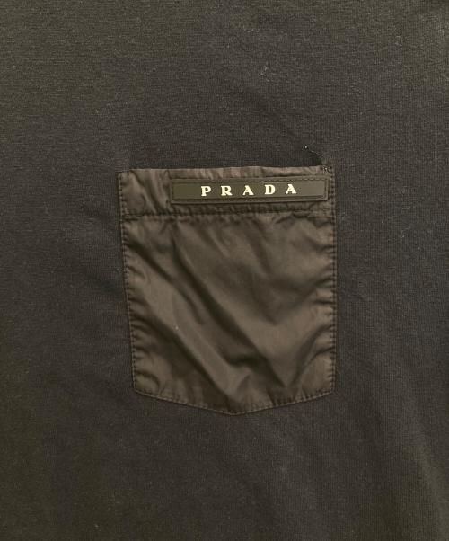 PRADA（プラダ）PRADA (プラダ) ラバーロゴポケットTシャツ ブラック サイズ:Lの古着・服飾アイテム