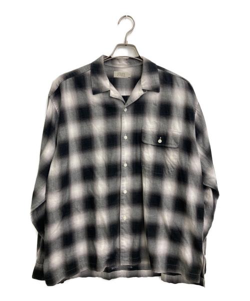 SEDAN ALL-PURPOSE（セダンオールパーパス）SEDAN ALL-PURPOSE (セダンオールパーパス) Ombre Plaid Open Collar Shirt ホワイト×ブラック サイズ:Lの古着・服飾アイテム