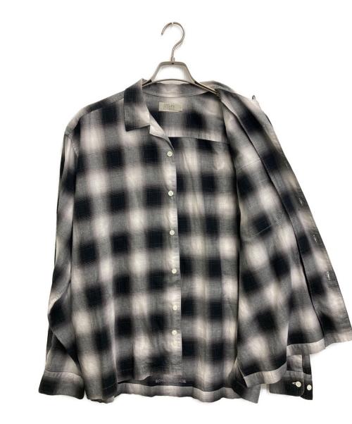 SEDAN ALL-PURPOSE（セダンオールパーパス）SEDAN ALL-PURPOSE (セダンオールパーパス) Ombre Plaid Open Collar Shirt ホワイト×ブラック サイズ:Lの古着・服飾アイテム