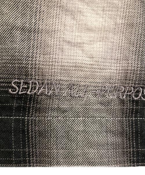 SEDAN ALL-PURPOSE（セダンオールパーパス）SEDAN ALL-PURPOSE (セダンオールパーパス) Ombre Plaid Open Collar Shirt ホワイト×ブラック サイズ:Lの古着・服飾アイテム