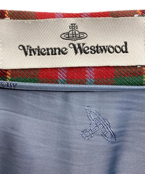 Vivienne Westwood（ヴィヴィアンウエストウッド）Vivienne Westwood (ヴィヴィアンウエストウッド) タータンチェックキルトスカート レッド×グリーン サイズ:48の古着・服飾アイテム