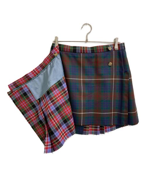 Vivienne Westwood（ヴィヴィアンウエストウッド）Vivienne Westwood (ヴィヴィアンウエストウッド) タータンチェックキルトスカート レッド×グリーン サイズ:48の古着・服飾アイテム