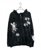 emaryエメリー）の古着「25SS Damaged Ritual girl patch zip hoodie」｜ブラック
