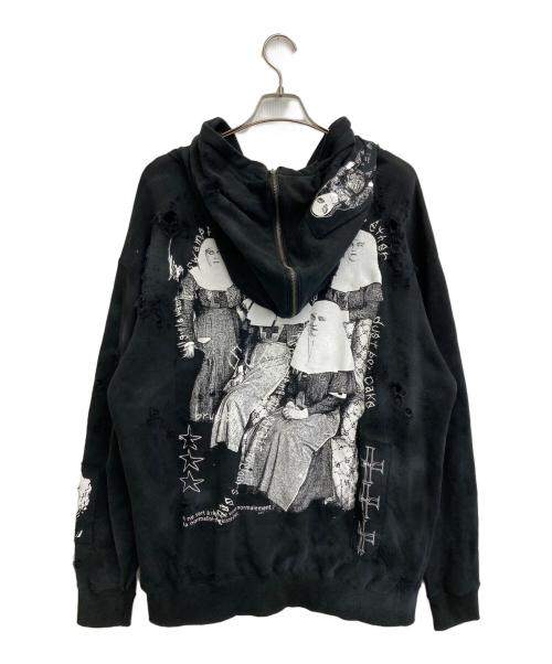 emary（エメリー）emary (エメリー) 25SS Damaged Ritual girl patch zip hoodie ブラック サイズ:SIZE Freeの古着・服飾アイテム