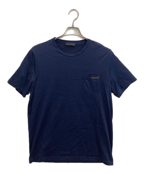 PRADA（プラダ）PRADA (プラダ) ロゴテープポケットTシャツ ネイビー サイズ:Lの古着・服飾アイテム