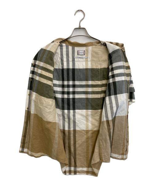 MONCLER GAMME BLEU（モンクレール ガム ブルー）MONCLER GAMME BLEU (モンクレール ガム ブルー) CAMICIA オープンカラーチェックシャツ ベージュ×オリーブ サイズ:SIZE 2の古着・服飾アイテム