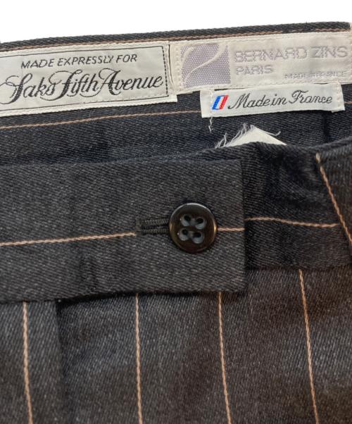 BERNARD ZINS（ベルナール ザンス）BERNARD ZINS (ベルナール ザンス) SaksFifthAvenue (サックスフィフスアヴェニュ) ストライプウールパンツ グレー サイズ:SIZE 6の古着・服飾アイテム