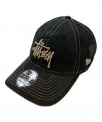 stussy×New Eraステューシー×ニューエラ）の古着「BASIC TRUCKER CAP」｜ブラック