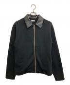 jiedaジエダ）の古着「Leather Collar Fade Sweat Zip Jacket」｜ブラック