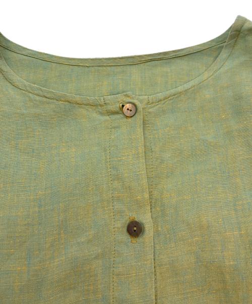 nest Robe（ネストローブ）nest Robe (ネストローブ) 先染めヘンプ 2WAYワンピース半袖ワンピース グリーン サイズ:SIZE Freeの古着・服飾アイテム