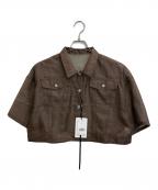 Ameriアメリ）の古着「25SS DENIM LIKE PRINT SHIRT」｜ブラウン