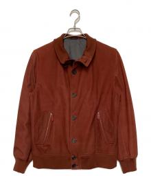 HERMES（エルメス）の古着「カウレザースタンドカラーブルゾン」｜レッドブラウン系