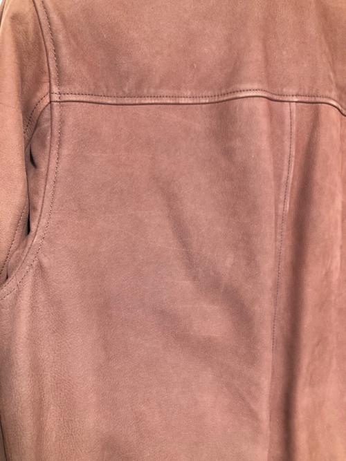 HERMES（エルメス）HERMES (エルメス) カウレザースタンドカラーブルゾン レッドブラウン系 サイズ:54の古着・服飾アイテム