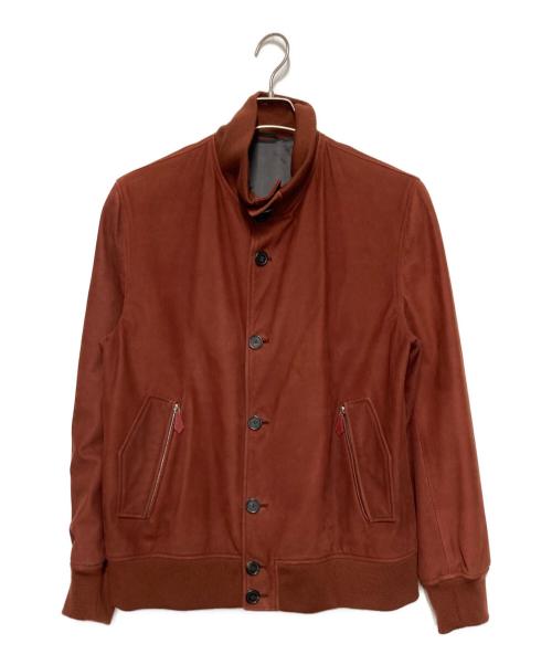 HERMES（エルメス）HERMES (エルメス) カウレザースタンドカラーブルゾン レッドブラウン系 サイズ:54の古着・服飾アイテム