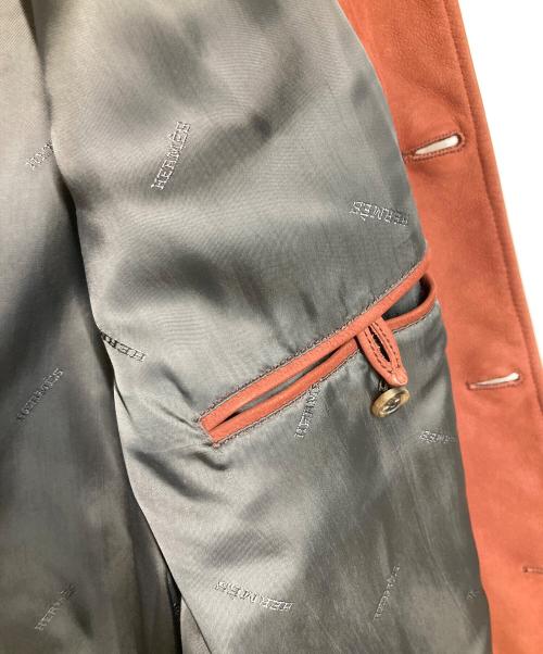 HERMES（エルメス）HERMES (エルメス) カウレザースタンドカラーブルゾン レッドブラウン系 サイズ:54の古着・服飾アイテム