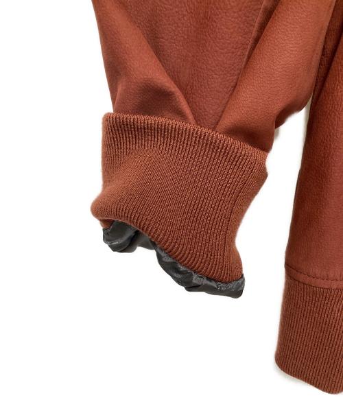 HERMES（エルメス）HERMES (エルメス) カウレザースタンドカラーブルゾン レッドブラウン系 サイズ:54の古着・服飾アイテム