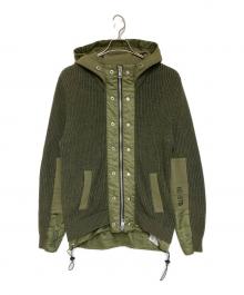 DIESEL（ディーゼル）の古着「ニットコンビジップパーカー」｜オリーブ
