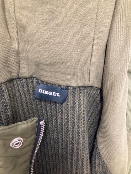 DIESEL（ディーゼル）DIESEL (ディーゼル) ニットコンビジップパーカー オリーブ サイズ:XSの古着・服飾アイテム