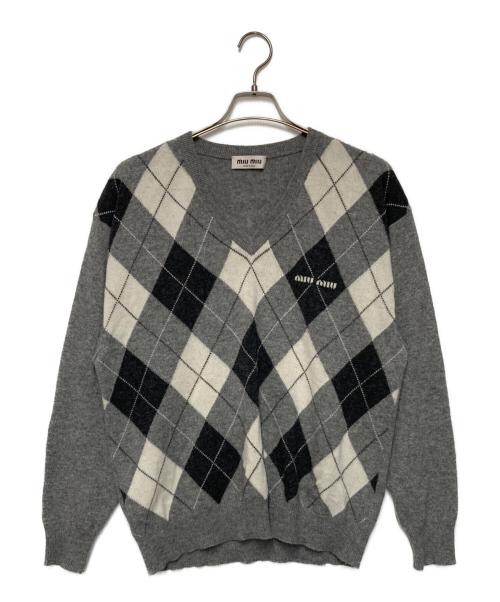 MIU MIU（ミュウミュウ）MIU MIU (ミュウミュウ) CASHMERE SWEATER グレー サイズ:40の古着・服飾アイテム
