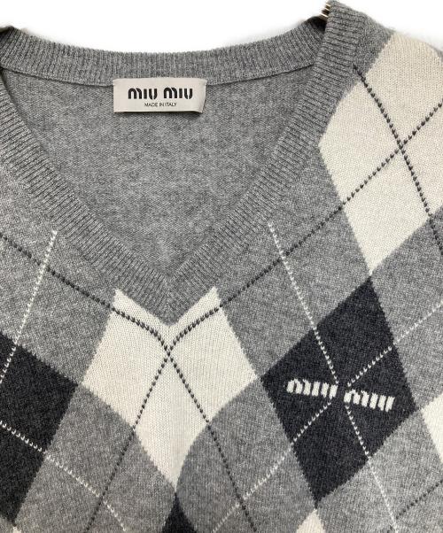 MIU MIU（ミュウミュウ）MIU MIU (ミュウミュウ) CASHMERE SWEATER グレー サイズ:40の古着・服飾アイテム
