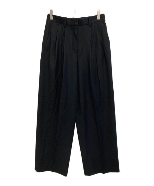 theory（セオリー）theory (セオリー) ウールダブルプリーツワイドパンツ ブラック サイズ:SIZE 0の古着・服飾アイテム